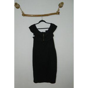 City Chic Dress Black Plus Size Off-The-Shoulder Wired V Neckline Size XS/14